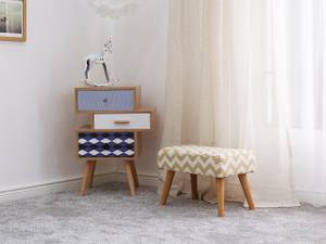 Hocker TAKOMA Beige - Eiche Hell - Weiß