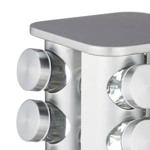 Drehbares Gewürzkarussell mit 20 Gläsern Silber - Weiß - Glas - Metall - Kunststoff - 20 x 34 x 20 cm