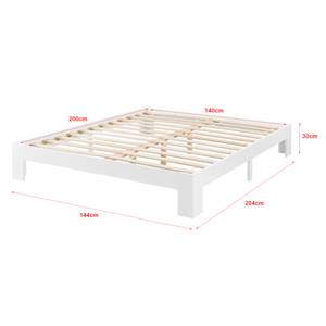 Cadre de Lit Raisio Double Matelas Pin Blanc - Largeur : 144 cm