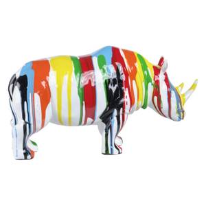 Statue rhinocéros multicolore H22cm Porcelaine - 20 x 17 x 9 cm