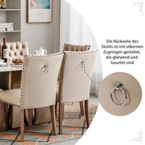 Polsterstuhl Malia (4er-Set) Beige - Massivholz - 49 x 95 x 63 cm