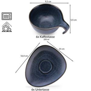 Kaffeeservice TIME BLACK (12er-Set) Blau - Porzellan