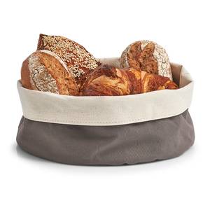 Brotbeutel, rund, Baumwolle Grau - Textil - 25 x 13 x 25 cm