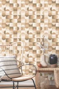 Tapete Kreise im Bauhaus-Stil 7483 Beige