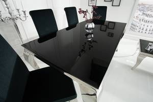 Esstisch MODERN BAROCK Schwarz - Silber - Glas - Metall - 180 x 75 x 90 cm