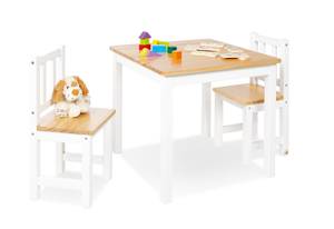 Ensemble de table et chaises pour enfant 3 éléments - Pin massif - Pin / Blanc