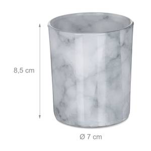 12er Set Teelichtgläser Marmor grau Grau - Glas - 7 x 9 x 7 cm