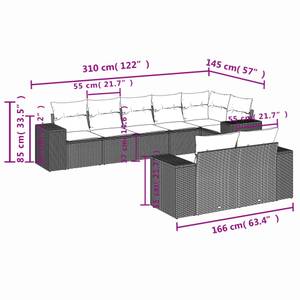 Gartensitzgruppe K601(8-tlg) Schwarz - Massivholz - 69 x 62 x 62 cm