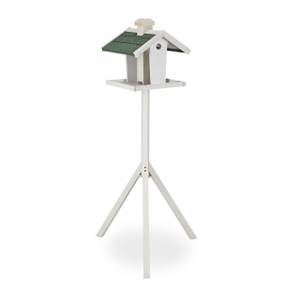 Weißes Vogelfutterhaus mit Ständer Grün - Weiß - Holzwerkstoff - Kunststoff - 68 x 137 x 55 cm