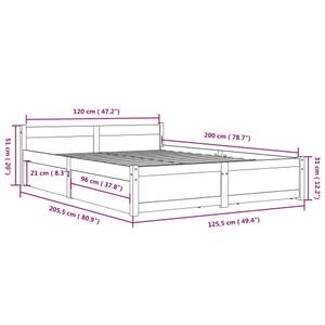 Bettrahmen 3013836-2 Braun - Holz - Breite: 126 cm