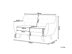 2-Sitzer Sofa BODO Gold - Grau - Eiche Dunkel