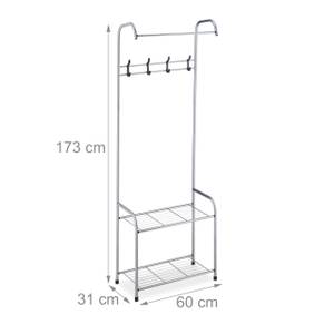 Garderobe mit 2 Schuhablagen Grau - Metall - 60 x 173 x 31 cm