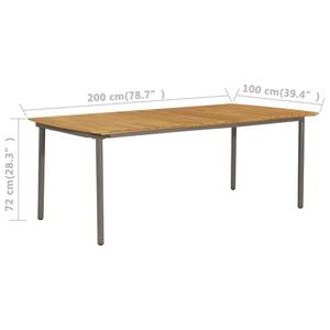 Table de salle à manger Marron - Métal - Bois massif - 100 x 72 x 200 cm