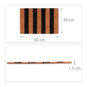 Paillasson rayures en fibres de coco Noir - Marron - Fibres naturelles - Matière plastique - 60 x 2 x 40 cm