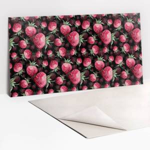 Selbstklebendes Wandpaneel Erdbeeren Pink - Kunststoff - 100 x 50 x 50 cm