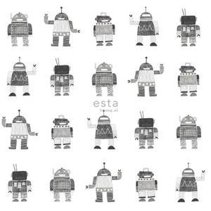 papier peint robots jouets vintage 7239 Noir - Fibres naturelles - Textile - 53 x 1005 x 1005 cm