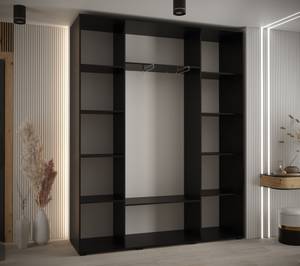 SCHWEBETÜRENSCHRANK SAPPORO 1 Schwarz - Eiche Dekor - 190 x 45 cm - 3 Türen