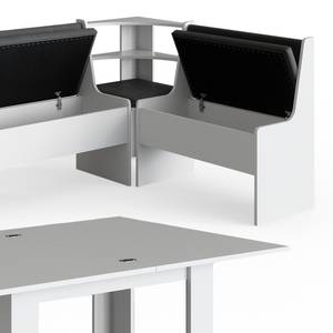 Sitzecke Roman 210x120cm Hocker Tisch Grau - Weiß