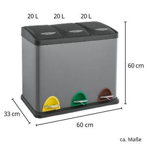 Mülleimer TC3X20 Grau - Metall - 60 x 60 x 33 cm