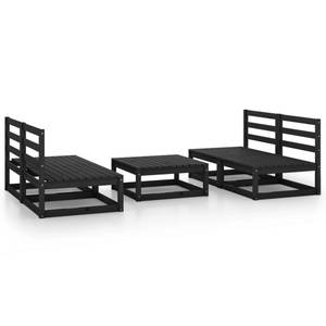 Garten-Lounge-Set (5-teilig) 3009862 Schwarz - Massivholz - Holzart/Dekor - 70 x 30 x 70 cm