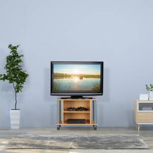 Meuble TV sur rouettes et compartiments Gris - Marron clair