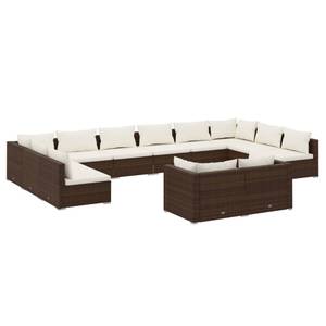 Garten-Lounge-Set (12-teilig) 3013634-17 Braun - Weiß - Metall - Polyrattan - 70 x 61 x 70 cm