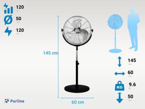 Ventilator VENTY IND 120F Silber - Kunststoff - 60 x 145 x 50 cm