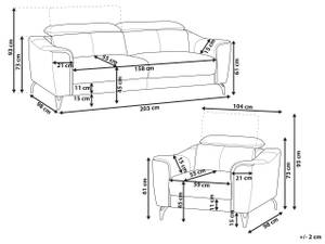 Sitzgruppe NARWIK 2-tlg Braun - Echtleder - 203 x 93 x 98 cm