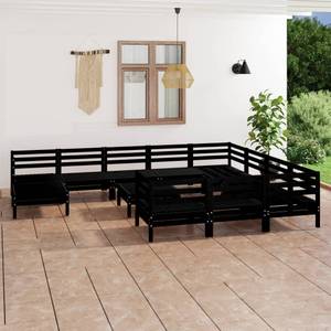 Garten-Lounge-Set Schwarz - Massivholz - Holzart/Dekor - 64 x 29 x 64 cm