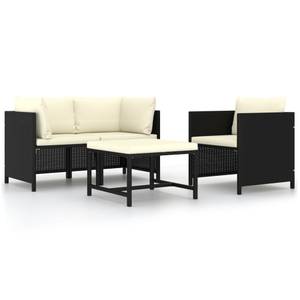 Garten-Sofa-Set (4-teilig) 3010471-2 Schwarz - Metall - Polyrattan - 60 x 32 x 60 cm