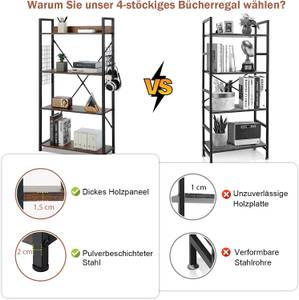 Bücherregal Industriell Braun - Holzwerkstoff - 24 x 120 x 64 cm