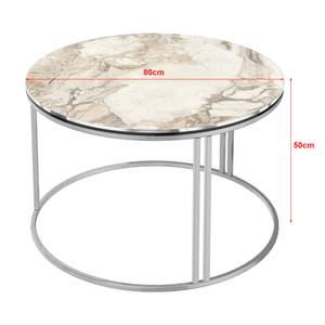 Table basse Aulum ronde Imitation marbre blanc