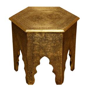 Marokkanischer Beistelltisch Targa Gold - Massivholz - 46 x 46 x 46 cm