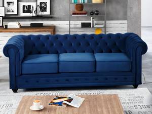 Ensemble canapé fauteuil  CHESTERFIELD Bleu