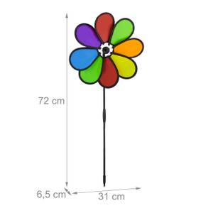 2 x buntes Windrad Blume Schwarz - Grün - Rot - Kunststoff - Textil - 31 x 72 x 7 cm