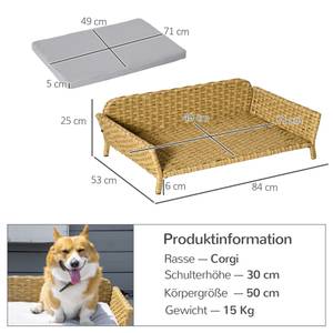 Rattan Hundesofa D04-218YL Metall - 53 x 25 x 84 cm