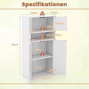 Bücherschrank ON32812ITDE Weiß - Holzwerkstoff - 30 x 112 x 54 cm