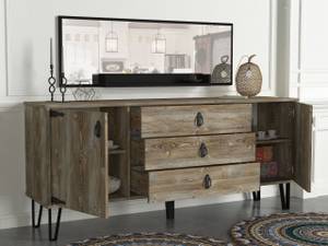 Sideboard Costa mit Spiegel Eiche Braun - Holzwerkstoff - 180 x 78 x 45 cm