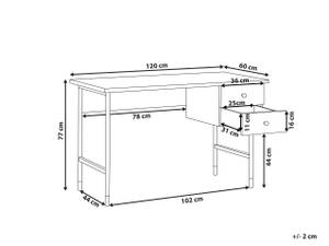 Schreibtisch ABILEN Schwarz - Braun - Gold - Holzwerkstoff - 120 x 77 x 60 cm