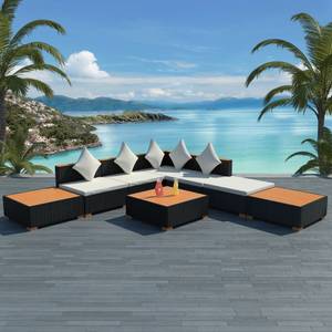 Gartenmöbel-Set Schwarz - Metall - Polyrattan - 74 x 29 x 74 cm