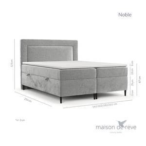 Boxspringbett Noble Bonellfederkern Hellgrau - Breite: 140 cm