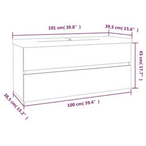 Meuble lavabo avec bassin 3007833-3 Imitation chêne gris - Largeur : 100 cm