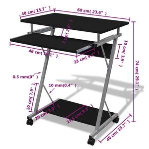 Bureau d'ordinateur Noir - Bois manufacturé - Métal - 60 x 74 x 40 cm