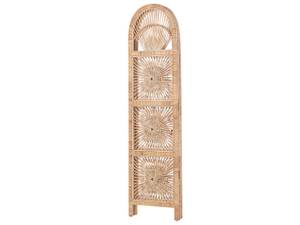 Paravent POMEZIA Beige - Blau - Rattan - 137 x 180 x 3 cm