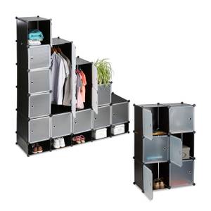 Armoire cubes modulables XXL Noir - Argenté - Translucide