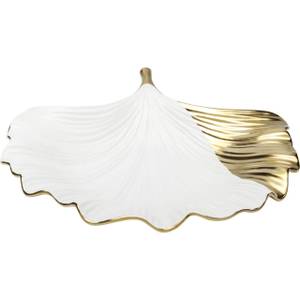 Coupe feuille de ginkgo côté Blanc - Porcelaine - 28 x 6 x 28 cm