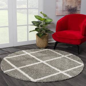 Tapis shaggy SG MADRAG ⌀120 gris Gris - 120 x 120 cm