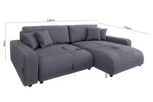 Hildegarde Ecksofa mit Bettfunktion Grau - Ecke davorstehend rechts