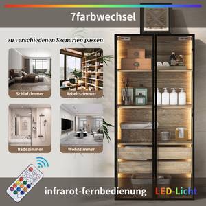 Badezimmerschrank Prometheus Ⅰ Braun - Holzwerkstoff - Glas - Metall - 36 x 155 x 74 cm