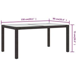 Table de jardin 3011479 Marron - Métal - Matière plastique - Polyrotin - 90 x 75 x 150 cm